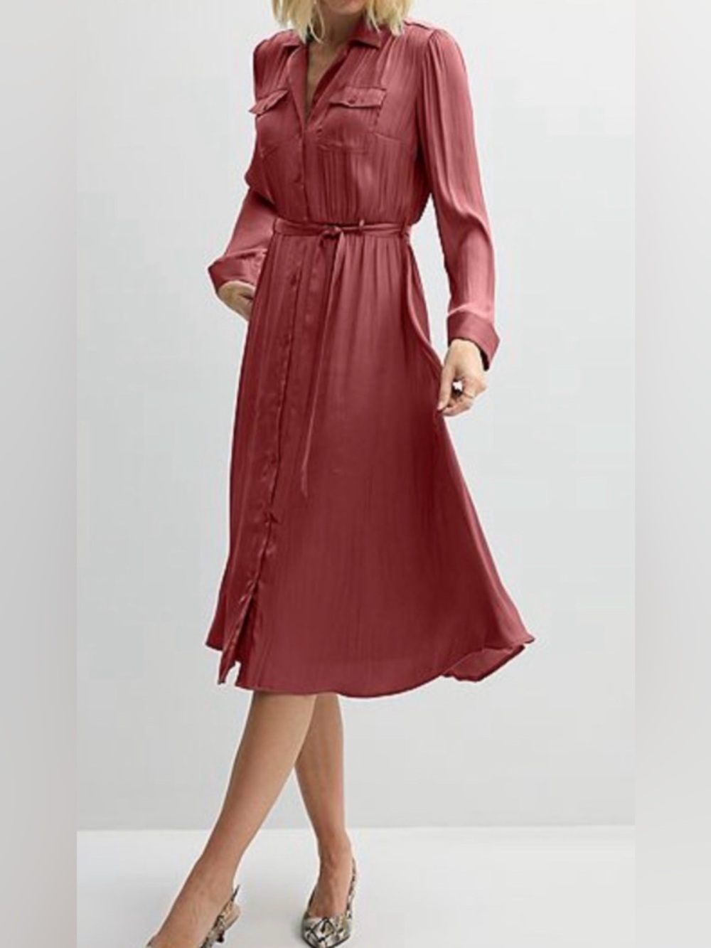 Nine West Chic Long Sleeve Rust color Dress